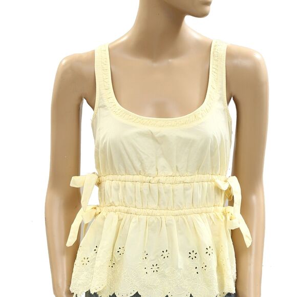 Damson Madder Jade Broderie Cami Blouse Top Berry Embroidered Yellow S-6 285345 - Picture 9 of 13